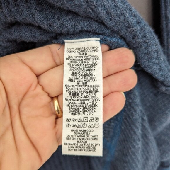 Free People Catalina blue thermal oversized long sleeved top size Small - Picture 7 of 9